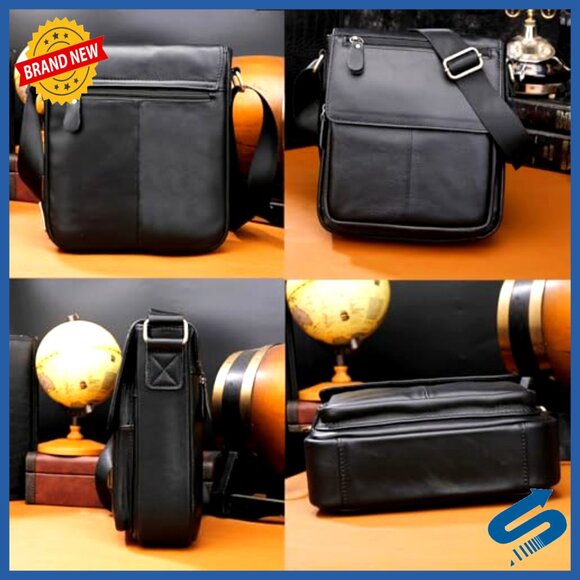 Genuine Leather Messenger Bag Crossbody Satchel Business Travel Work Purse - Picture 3 of 6